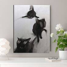 Tranh canvas hình mèo đen không khung (1 bức) - Tranh sơn dầu trừu tượng, tranh trang trí dọc theo phong cách tối giản hiện đại, tranh in trên vải canvas chất lượng cao, thích hợp cho phòng khách, phòng ngủ, văn phòng tại nhà. - Nhiều màu - Xem 4