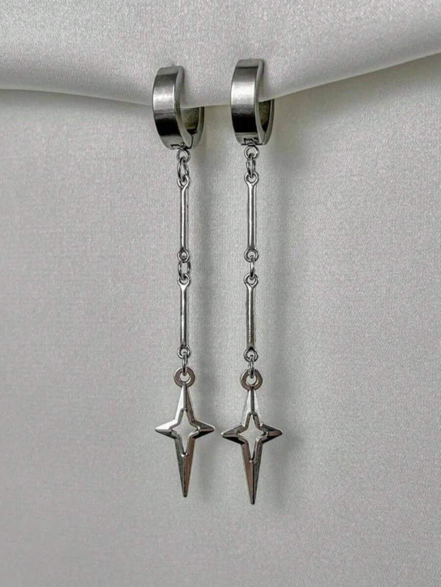 1 对哥特式珠宝十字架星形吊坠耳环朋克饰品铆钉耳环 - 彩色 - 查看 1