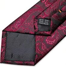 Silk Floral Necktie Set With Tie Clip, Handkerchief & Cufflinks - Red Black - View 10