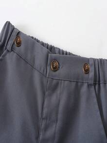 KIMOCAT Conjunto de 2 peças de roupa infantil masculina, camisa branca de manga comprida e calça com babador - Preto - Ver 5