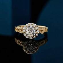 LOVESSOM 925纯银镀14k金莫桑石重圆戒指时尚情侣经典男女设计感高级创意个性轻奢小众华丽休闲简约经典复古风成熟日常佩戴约会派对婚礼旅行男士送女友情人节周年求婚订婚婚礼情人节母亲节新年礼物首饰