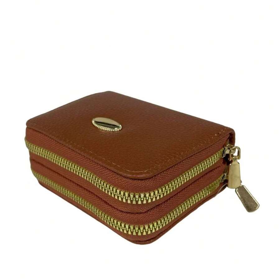 Women's Wallet With Zipper And 2 Small, Compact Compartments - Camel - View 1