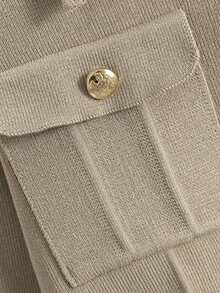 法式时尚优雅秋季女装翻领优质半身裙套装日韩返校季秋冬毛衣女开衫上衣针织修身短裙2件套女套装 - 咖啡棕 - 查看 7