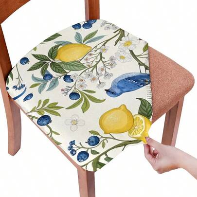 靠垫套，新鲜柠檬和蓝莓椅套，弹性可拆卸可洗，防污椅套，适用于客厅、餐厅、卧室、书房、办公室、酒店、商店、户外、婚礼、派对