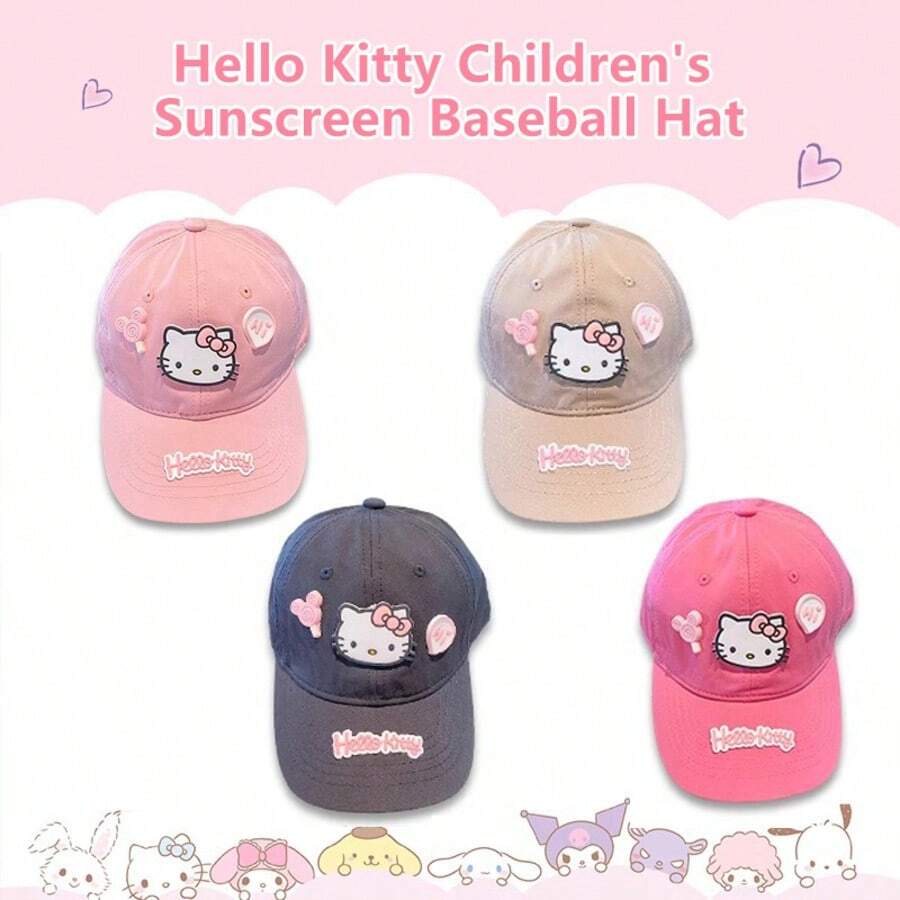 Sanrio 1pc Sanrio New Summer Cat Adjustable Baseball Cap - Breathable Polyester Fiber, Four Season Cat Sun Hat Baseball Cap, Y2k Style Baseball Cap - Ideal Choice For Valentine's Day, Birthdays, And Party Gifts