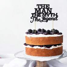1 Pc The Man The Myth The Legend Cake Topper Glitter Happy Father's Day Cake Pick Dad's Birthday Theme Cake Decorations For Happy Retirement Theme Father's Birthday Party Supplies Black - Multicolor - View 10