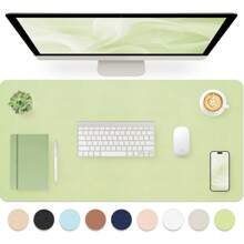 60 x 35 厘米真皮桌垫，真皮鼠标垫，电脑键盘一体式桌垫，大号鼠标垫，笔记本电脑游戏桌垫，高端桌垫，真皮书写学习防污清洁桌面，防滑护眼真皮桌垫，大号鼠标垫，防滑桌垫，防水PU真皮桌面保护垫，书写垫，适用于办公室和家庭（浅紫色）