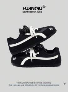 HUANQIU 2025 New Women's Shoes, Women's Skateboard Shoes, A Pair Of And Fashionable Breathable Lace-Up Home Office Outdoor White Shoes Versatile Light And Comfortable White Shoes Lace-Up Soft-Soled Sports Shoes Casual Shoes Running Shoes Christmas Apple Red Four Seasons Shoes