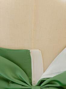 女婴V领蝴蝶结荷叶边网纱可爱婚纱，适合生日派对，不含头饰 - 綠色 - 查看 10