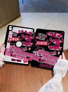 1 件装，黑色酷炫蝴蝶图案双面印花旋转平板电脑保护套，透明亚克力后盖，适用于 iPad 10/9/11（2025 年款），支持自动唤醒/睡眠，多角度支撑，带笔槽，办公和学习必备的保护套配件，非磁性保护套。 - 粉色 - 查看 5