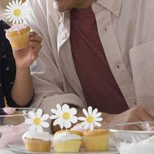 20 piezas de decoraciones para cupcakes con tema de margaritas, adecuadas para el 1er cumpleaños, decoraciones para cupcakes con margaritas, decoraciones para fiesta de baby shower con tema hippie bohemio de margaritas, decoraciones para pastel de 1er cumpleaños - Multicolor - Ver 7