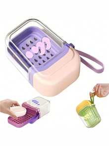 1 Stück tragbare Reise-Seifenschale mit atmungsaktiver Ablaufschicht - kompakte Toilettenartikel-Aufbewahrungsbox, Kunststoffmaterial, sanfte Farben (Lila, Pink, Blau, Gelb, Grün, Weiß), Badezimmer-Organisation, modische Aufbewahrungsbox, versiegeltes Design, leicht zu tragen, minimalistischer Stil, hygienische Aufbewahrung, unverzichtbar für Fitnessenthusiasten, Reisende, Urlauber - Verschiedenfarbig - Übersicht 3
