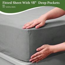 Grounding Sheets Queen Size, 0 Pure Silver Fiber+ 90 Organic Cotton, Grounded Sheet Earth Connected Bedding Fitted Earth Sheets With Grounding Cord(Deep Gray, Queen) - 深灰色+國王 - 查看 4