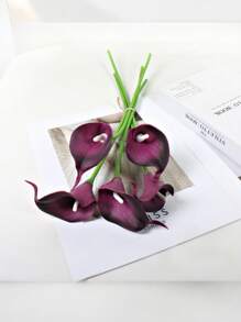 1/10pcs Elegant Dark Purple Calla Lily Artificial Flowers Suitable For Wedding, Party, Living Room, Bedroom, Dining Table, Office, Gift, Floral Arrangement, Garden Decoration, Home Decoration, Room Decoration