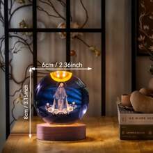 1pc Crystal Ball Decorative Ornament, Featuring The Nativity Of Christ, Jesus, Virgin Mary, And Unicorn. Comes With A USB Base, Available In 6cm Or 8cm Diameter, Making It An Elegant And Luxurious Holiday Gift For Family, Friends It Can Be Used As A Room Decoration, Home Decor, Holiday Gift, Birthday Gift, Scene Decoration, Or Holiday Accessory. Birthday Gifts Graduation