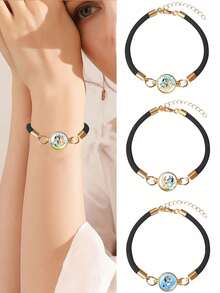 Bluey 1 pieza Pulsera de aleación con diseño de la familia y amigos de la caricatura Blueys, accesorio decorativo de fiesta, accesorio del perro Bluey Bingo, apto para uso diario