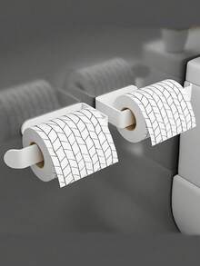 1 pieza Soporte para papel higiénico en forma de U sin taladro - Estantería de almacenamiento minimalista para el baño, dispensador de papel higiénico autoadhesivo, diseño sencillo, material de plástico, fácil de pegar - Multicolor - Ver 3