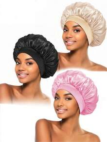 Awegeo Gorro de dormir de seda para mujer, gorro de satén para el cabello, gorro de dormir de seda suave y elástico, cubierta de cabello de seda para cabello rizado, decoración del hogar y el baño, gorro de verano para el cabello, playa, vacaciones - Multicolor - Ver 7