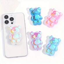 Giá đỡ điện thoại hình gấu dễ thương, giá đỡ điện thoại để bàn 3D màu trơn phủ bột kim tuyến, tương thích với điện thoại và Android, quà tặng sinh nhật cho gia đình và bạn bè, giá đỡ điện thoại có thể thu gọn, phụ kiện điện thoại. - Nhiều màu - Xem 5