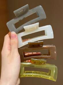 4 件女士时尚简约大方形发夹，适合日常发型，推荐作为女士发饰礼物发饰女爪夹秋季配饰秋冬发夹适合度假装女士 - 彩色 - 查看 3