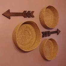 1 pieza/Set de 3 piezas Cesta de almacenamiento redonda de ratán trenzado rústico, adecuada para juguetes, productos cosméticos, decoración del hogar, regalo de boda, y diversos eventos de celebración - Marrón - Ver 5