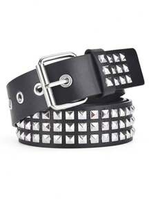 1 Stück Herren Niet Gothic Stil Schnallen PU Leder Gürtel Herbst, Herbst-Winter Accessoires, geeignet für Teenager, Jugendliche, Herren, Lässig, Outdoor, Sport, Urlaub, Abschlussgeschenke, Geburtstag, Alltagskleidung