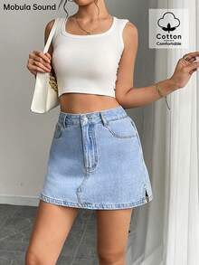 Mobula Sound 性感音乐节休闲短裤裙，百搭夏日度假时尚，优雅时尚 Y2K 别致青春设计 - 藍色 - 查看 5