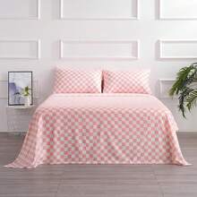 Best Season 4 Piece Bed Sheet Set - Full Size - Soft Microfiber Bedding Sheet Set, Deep Pocket, Stain, Fade & Wrinkle Resistant (Plaid Black & White), Luxury Comfortable - 珊瑚白格子 - 查看 7
