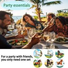 1 set/4 pièces/6 pièces de dessous de verre en boue de diatomées à motif cheval, dessous de verre à fleurs pour café, décorations multi-occasions pour maisons et restaurants, cadeaux de fête, décorations de table, décorations quotidiennes, décorations de fête à thème.