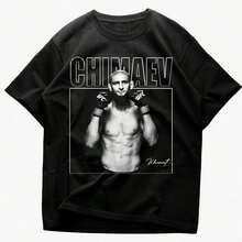 Khamzat Chimaev Shirt Vintage 90s Grapic Mixed Martial Artist Tee Uni Tshirt Bootleg, UFC Shirtsuitable For Summer Wear, Paired With Printed Shirts, Ladies' Tops, And Printed Short-Sleeve Shirts. Women's Clothing - Black - View 1