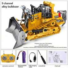 1台2.4G遥控工程挖掘机玩具，可充电逼真自卸车挖掘机推土机模型，节日或生日送给孩子的绝佳礼物