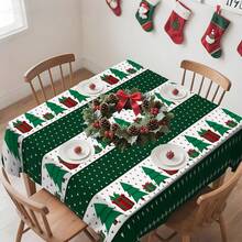 1pc Rectangular Tablecloth, Fresh Winter Theme Tablecloth | Christmas Season Healing Dining Table, Party Atmosphere Setter, Suitable For Daily Home Living Room Dining Room, Outdoor Picnic, Theme Events, Lightweight And Washable, Can Be Used Indoors/Outdoors
