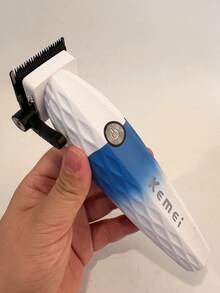 Kemei KM-1689 新款理发器电动理发机男士专业理发器理发器 8800RPM DLC 刀片带充电底座 2500mAh 大容量无刷电机高速理发器理发器或家用理发器礼物男士生日礼物 - 藍白色 - 查看 8