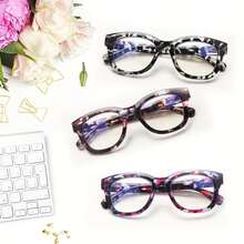 3 Pack Oprah Style Reading Glasses Blue Light Blocking Computer Readers Fashion Quality With Spring Hinge Eyeglasses For Women - Mixed Color - View 7