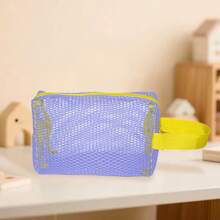 Borsa Tofu minimalista dai colori della dopamina, borsa cosmetica a rete di grande capacità, borsa da viaggio portatile e colorata in rete, borsa per articoli da viaggio per la scuola, le vacanze e il ritorno a scuola, borsa da toilette impermeabile, borsa per il trucco, borsa da toilette per crociere, per donne e uomini