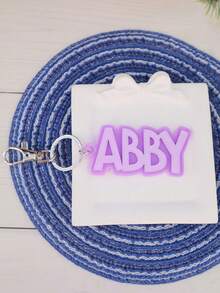 Etiqueta de nombre para mochila, llavero de acrílico personalizado, etiqueta de acrílico personalizada, etiqueta para bolsa de pañales, etiqueta para lonchera, etiqueta para niños, llavero personalizado para Acción de Gracias, Navidad, familia, novia, mamá, regalos, accesorios personalizados, estilo casual callejero - plateado - Ver 26