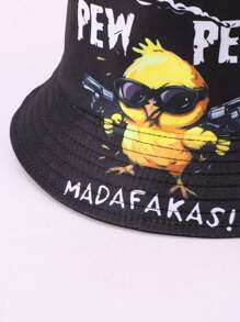 1 buc. Pălărie de găleată pentru femei, cu imprimeu de pui și rață, față-verso, stil casual hip-hop