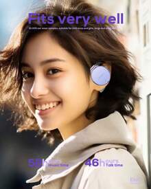 Auriculares Bluetooth 5.4 de diadema abierta: auriculares deportivos inalámbricos con clip, cancelación de ruido, 4 micrófonos y cómodos ganchos para correr y hacer ejercicio (diseño de gota de agua)