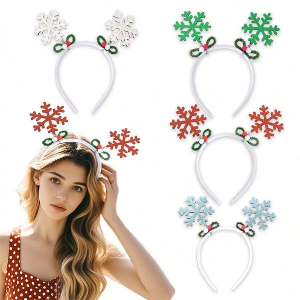 Christmas Snowflake Headband Hair Accessories, Children's Party Decoration, Gold Glitter Snowflake Hair Hoop