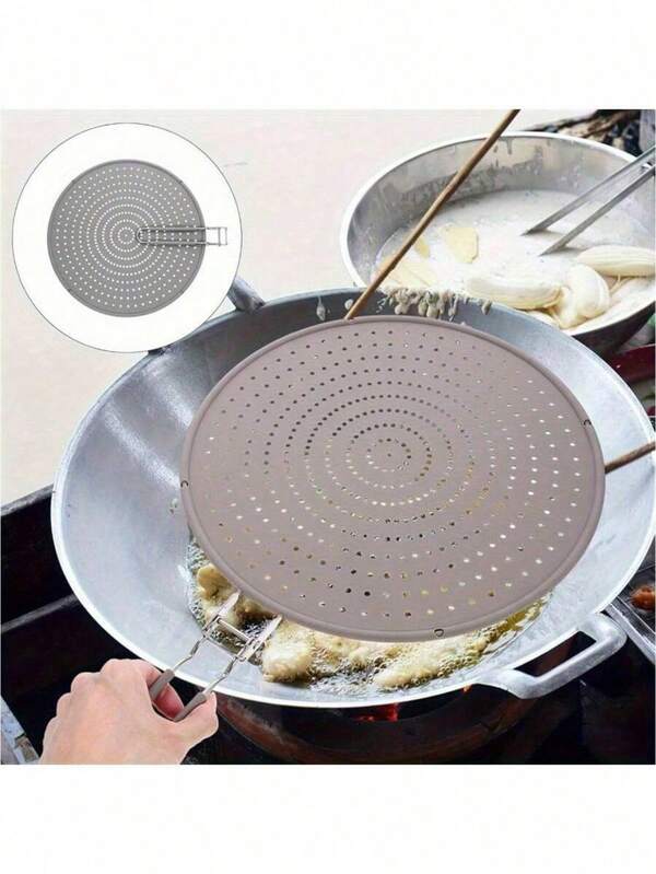 1 unidade de tela anti-respingos premium, protetor contra respingos para frigideira, tampa protetora contra respingos para cozinhar com alça, rede anti-respingos de óleo em malha fina de silicone, utensílio de cozinha