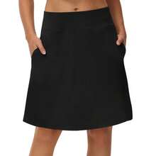 Woman Skorts Skirts With Multi Pockets High Waisted Golf Tennis Skirts Knee Length Long Skort For Women Drawstring Dressy Casual Summer Skirts - 黑色 - 查看 1