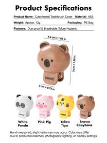 Funda protectora para cepillo de dientes con diseño de animales lindos - Estuche de viaje a prueba de polvo y transpirable, base inclinada para higiene, se ajusta a todos los cepillos de dientes (4 estilos), adecuado para uso diario, viajes, hotel, exterior, decoración del baño del hogar. De vuelta a la escuela.