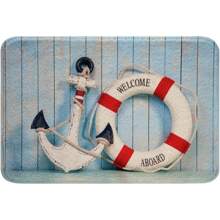 海岸海洋浴室地毯海滩主题浴室垫，海洋动物印花淋浴地毯，海星螃蟹拖鞋浴室地毯房间和家居装饰防滑橡胶背衬地毯适用于淋浴浴缸卧室 - 24 英寸 X 16 英寸，30 英寸 X 18 英寸入口装饰 - 多 04 - 查看 2