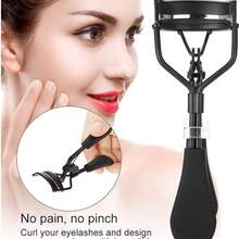 1pc Eyelash Curler, Professional Stainless Steel Eyelash Curler Silicone Ring Pad Eye Lash Curling Tool Fits All Eye Shape Ideal Girls(Black)