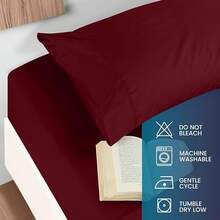 King Sheet Set - Brushed Microfiber - Soft Bed Sheets King Size Bed - Includes 1 Fitted, 1 Flat, & 2 Pillow Cases - Deep Pocket () + Luxury Comfort - 06 - 勃根地 - 查看 3
