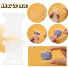50/100/200pcs Plastic Floss Bobbins, Embroidery Floss Cards For Cross Stitch Thread Craft DIY Sewing Storage, Hard Floss Bobbins,(White,Clear) - Multicolor - View 6