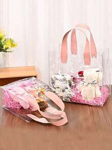 1/10pcs Transparent PVC Gift Bags With Handles, Daisy PVC Clear Tote Bags, Reusable Holiday Gift Bags, Plastic Cute Flower Gift Bags, White Handle Gift Bags, Suitable For Concerts, Sports Events, Supermarket Shopping, Travel, Holidays, Beach Vacations, Halloween Gifts, Christmas Gifts, Back To School Gifts - Multicolor - View 6