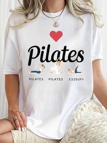 Unisex Creative Fun English Heart Print Women's Casual Sports T-Shirt, Round Neck Short Sleeve Comfortable Summer Top - Black - View 6