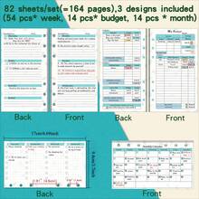 6-Loch Lose-Blatt-Notizbuch Ersatz-Zubehör-Set, Wochenplan, Monatsplan, Haushaltsbuch Ersatz-Innenseiten, Handkonten Innenseiten, A6 Notizbuch Ersatz-Innenteil