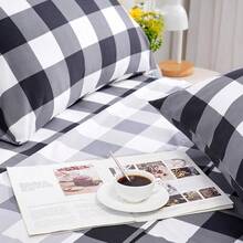 Best Season 4 Piece Bed Sheet Set - Full Size - Soft Microfiber Bedding Sheet Set, Deep Pocket, Stain, Fade & Wrinkle Resistant (Plaid Black & White), Luxury Comfortable - 格子黑色 - 查看 6